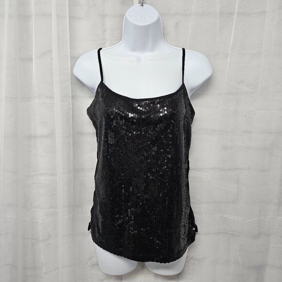 Ann Taylor Loft Tank Black Sequin Glam Club M - Picture 11 of 11